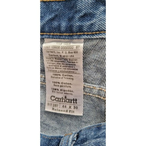 Carhartt Jeans 44x30 Relaxed Fit Medium Wash MEN'S Straight Leg DenimB17DST - Picture 5 of 10